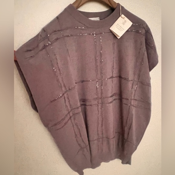 NWT Brunello Cucinelli Italy Size M Purple lilac 100% Cashmere Vest Sweater - Picture 2 of 11